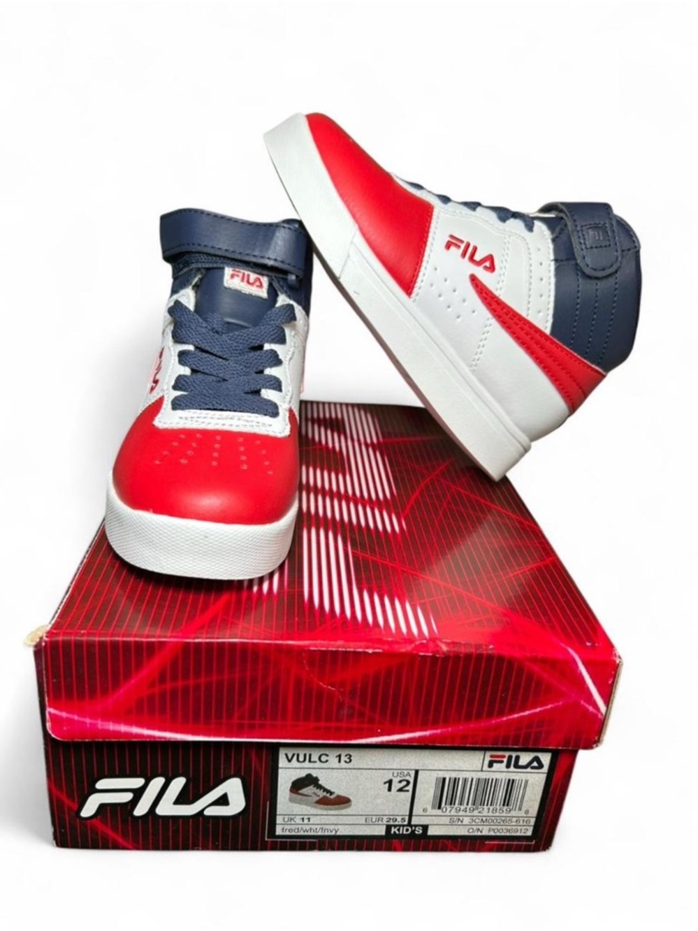 Fila Kids Red, Navy & White High-Top Sneakers - Brand New